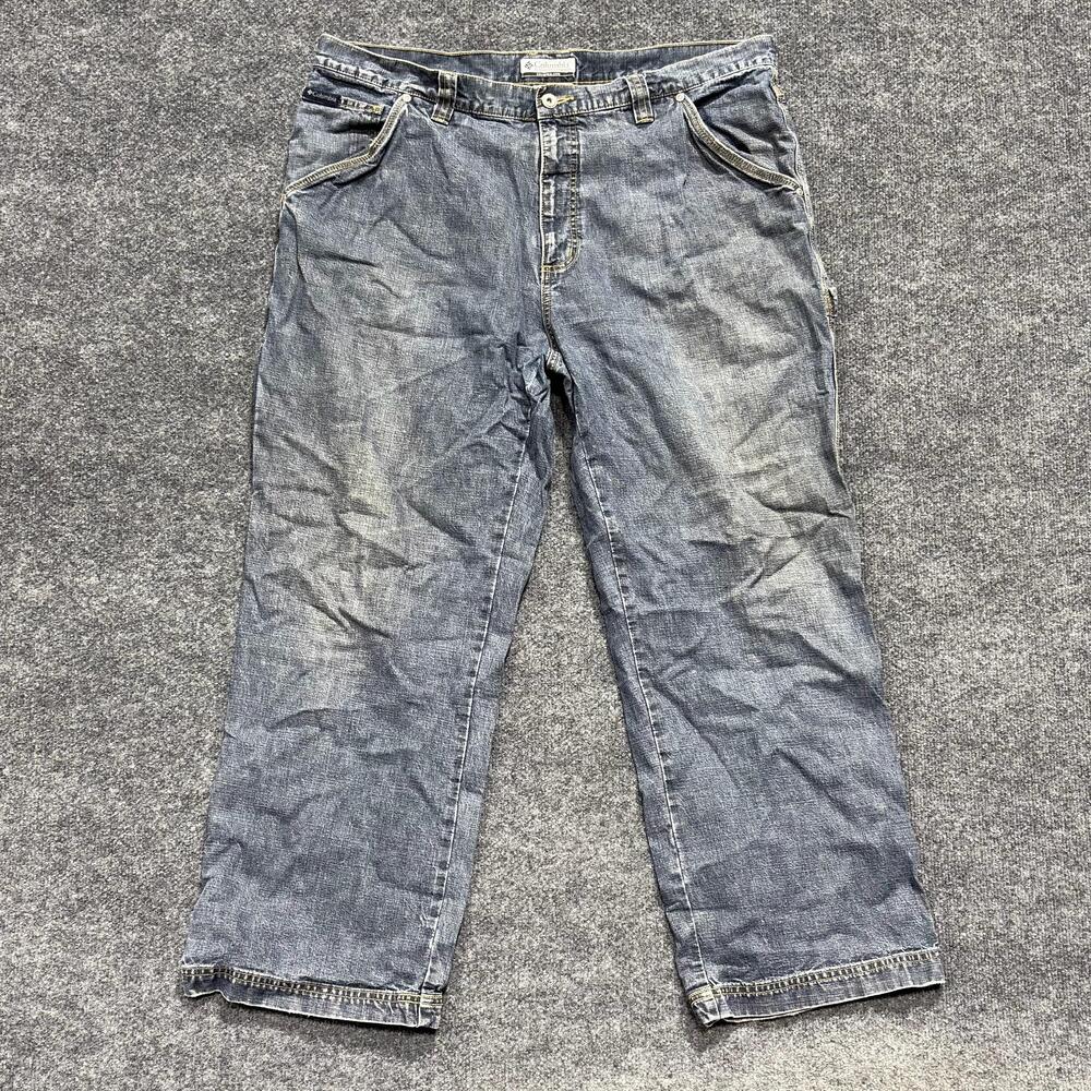 Columbia Jeans Mens 38x28 Blue Denim Carpenter Relaxed Fit Utility Workwear